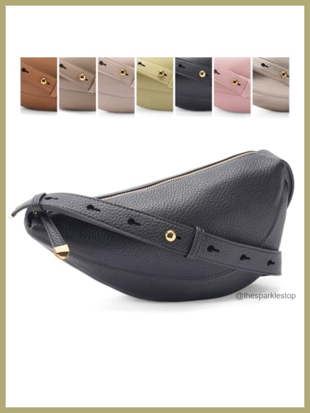 Vegan Faux Leather Crescent Crossbody Sling Bag with Adjustable Strap